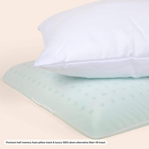 The inserts of the Slumber Cloud Adjustable UltraCool Pillow on a cream background