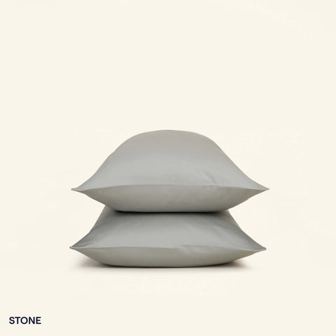 The Slumber Cloud Essential Pillowcase set made with Outlast temperature regulation technology in stone