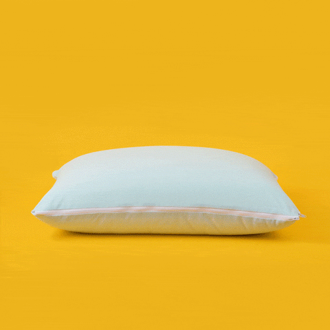 A GIF of the zippered gusset on a Slumber Cloud Adjustable UltraCool Pillow on a cream background
