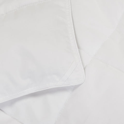 A detailed view of the corner tie on a Slumber Cloud Comforter.